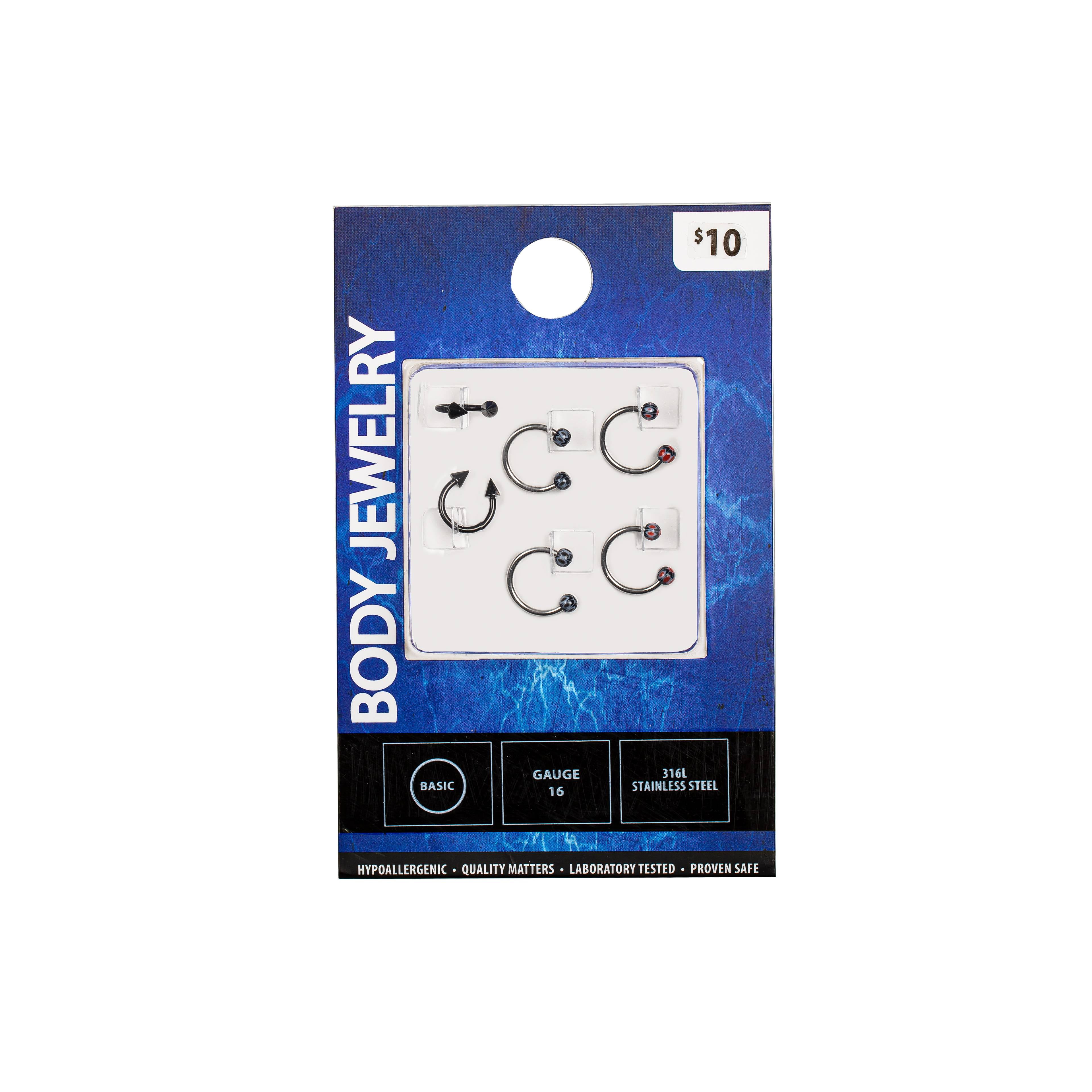 18g Assort Horseshoe Cartilage 6pk