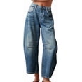thumbnail image 3 of Women's Baggy Boyfriend Jeans Vintage Wide Leg Mid Rise Barrel Denim Ankle Pants, 3 of 7