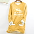 thumbnail image 2 of CFLVAEK Yes, I'm Always Freezing Sweatshirts for Women Plus Size Sherpa Fleece Lined Sweatshirt Round Neck Thermal Pullovers Comfy Long Sleeve Fall Winter Tops with Pockets Yellow S, 2 of 4