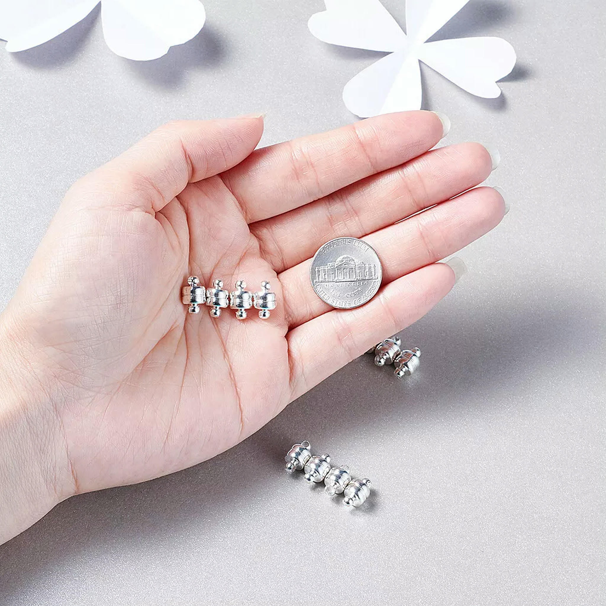 EOEMY 100 Sets Mixed Color Brass Magnetic Clasps Oval Smooth Tiny Closure Strong 11mm