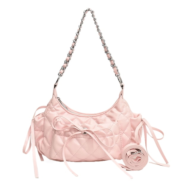 Bolso Mano para Axila Hombro Mujer Acolchado Cuero PU Pajarita Cadena Fiesta Graduación Boda