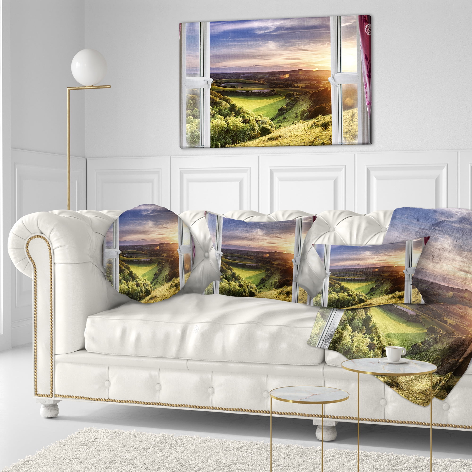 Designart Window View - Landscape Printed Throw Pillow - 12x20