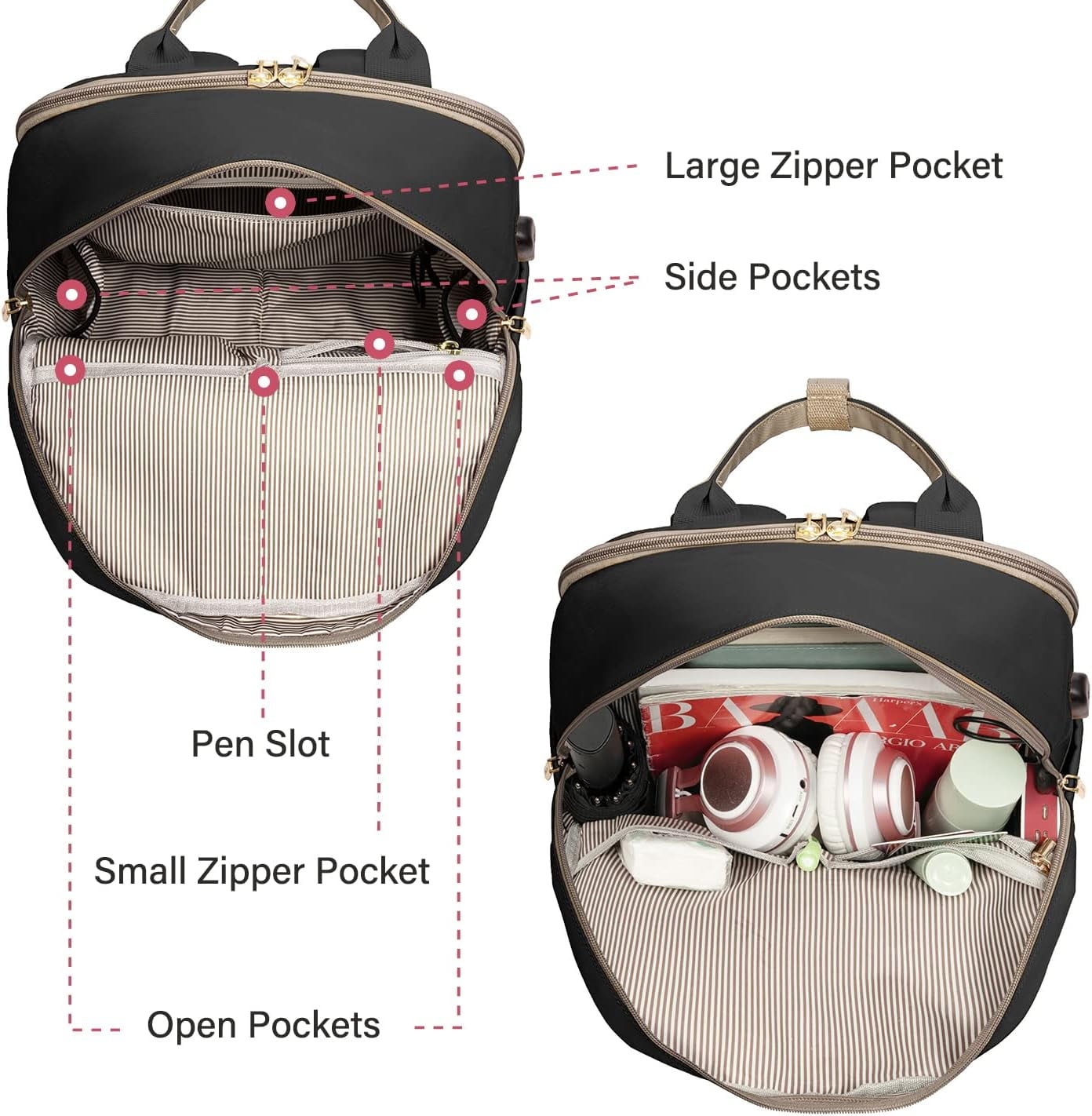 Lovevook Backpack Purses for Women,Vintage Women Teacher Laptop Backpack Nurse Bag, Multi-Function Work Travel Daypacks College Book Bag with USB Port