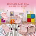 thumbnail image 6 of Dolls To Play Baby Doll Nursery Playset with Stroller, High Chair, Rocking Chair & Bed, Pink Floral Accessories Set, 6 of 8