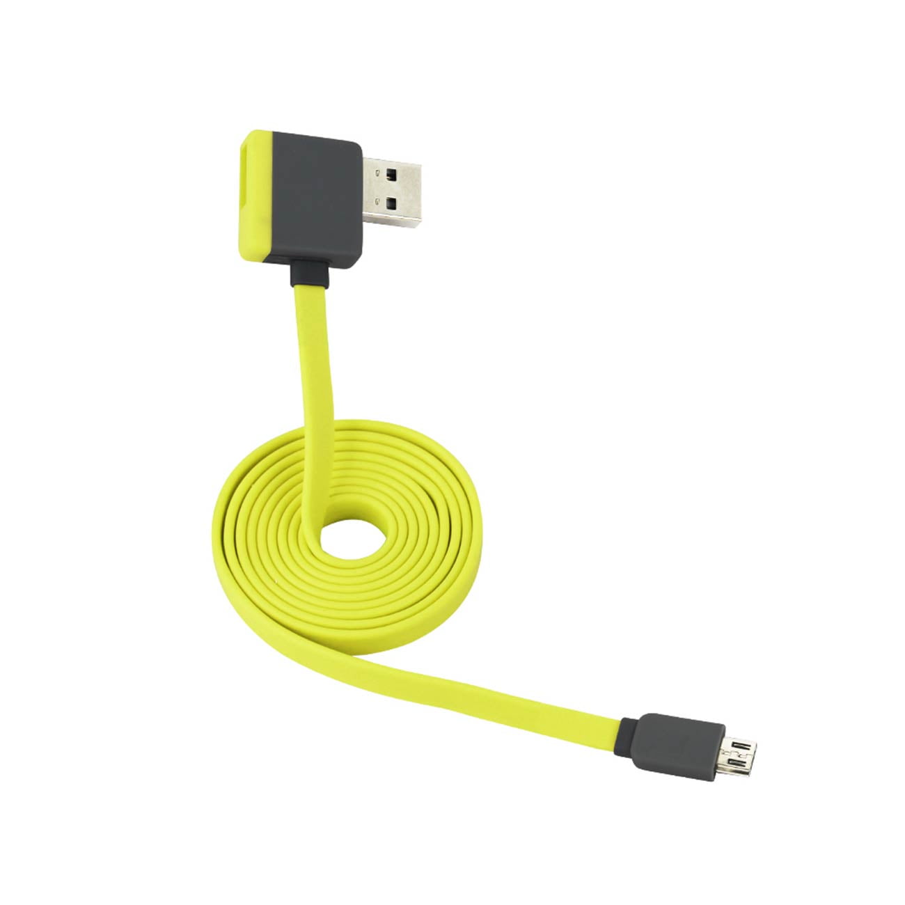 Reiko Tangle-Free Flat 9" 90 degree plug Micro USB Data Cable - Yellow