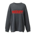 thumbnail image 4 of Merry Sweatshirt for Women Christmas Fleece Linend Sweaters Crew Neck Oversized Long Sleeve Pullover Tops, 4 of 4