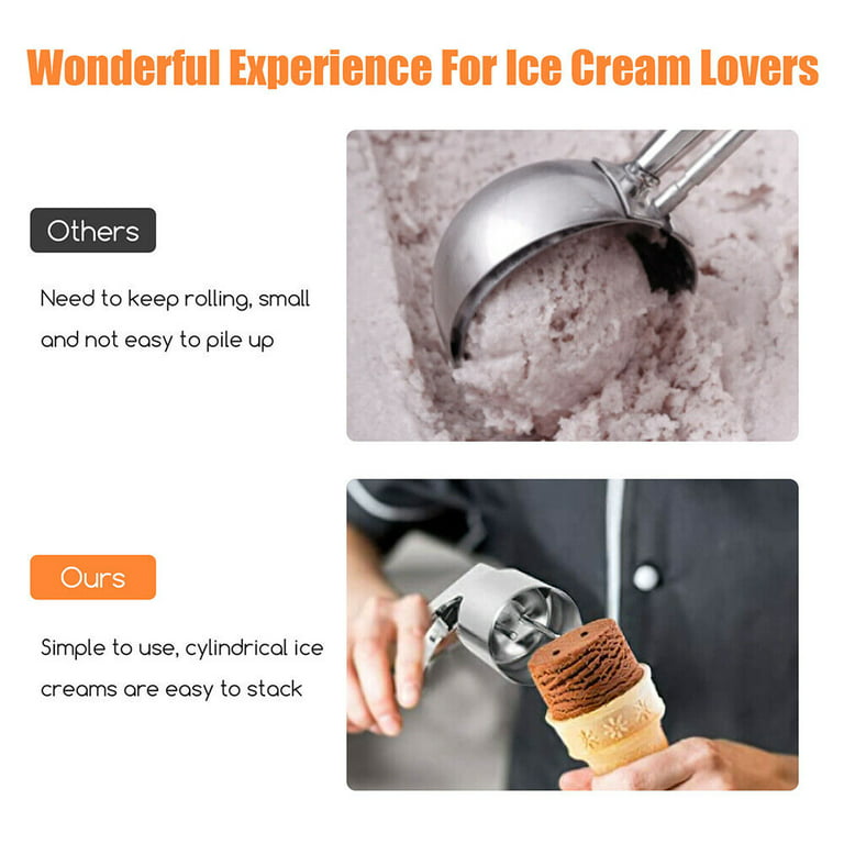 Ice Cream Scoop,Old Time Cylindrical Design with Spring-Easy-to