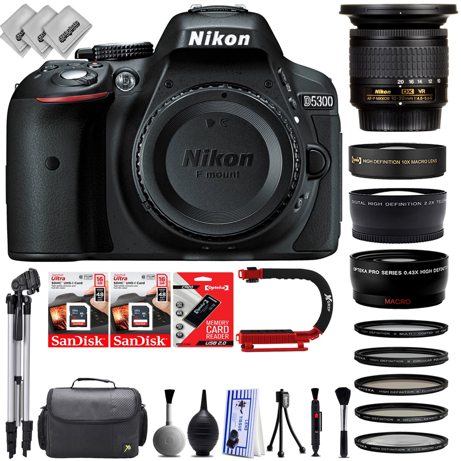 Nikon D5300 Digital SLR Camera w/ 4 Lens Nikon 1020mm 32GB 32PC