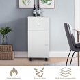 thumbnail image 3 of Petite Table de Chevet Blanche à 2 Niveaux, 2 Armoires Ouvertes pour Table de Chevet avec Roulette, Meuble de Chevet en Bois pour Canapé, Petite Table Mobile Moderne, 3 of 5