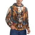 thumbnail image 2 of Kdxio Colorful Owl Tattoo Art Print Mens Casual Hooded Collar Drawstring Hoodies Pullover Sweatshirts Casual Long Sleeve Shirts-Large, 2 of 7