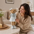 thumbnail image 2 of ZORVINEX Retractable Leg Christmas Bear Decor Stretchable Standing Bear Stuffed Figurine Holiday Plush Ornament For Fireplace Shelf Tabletop Home Party Decoration,Multicolor E, 2 of 7