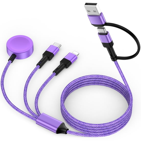 3 in 2 USB C iWatch Charger,1PACK iPhone Multi Charging Cable USB Type C Charger Cable Cord 6FT Magnetic iWatch Fast Charging Pad Wireless Charger Dock Stand Compatible for iWatch Samsung&iPhone16-12