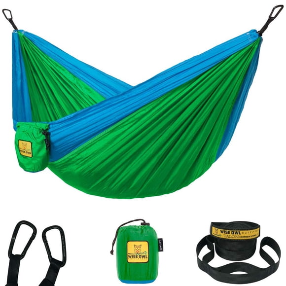 Equipo de campamento infantil Wise Owl Outfitters Hamaca Verde y Azul