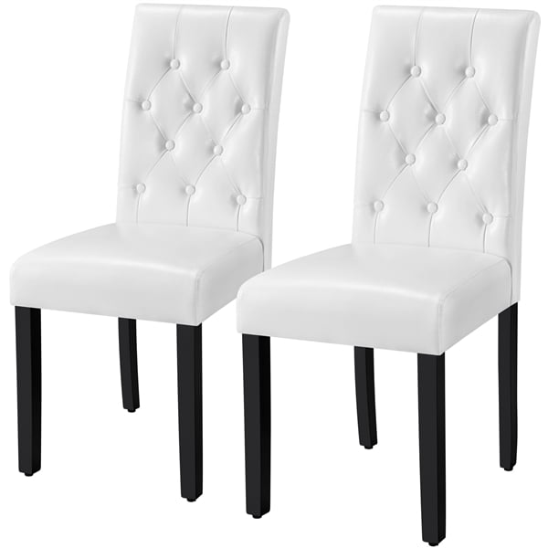 Topeakmart 2pcs Tufted Padded Faux Leather Dining Chair Kitchen Chair