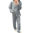 thumbnail image 3 of FAIWAD Women Pajamas Set Long Sleeve Button Down Sleepwear 2 Piece Long Sleeve Loung Nightwear, 3 of 7