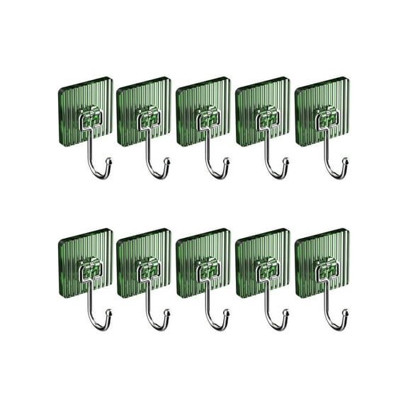 Nkmbld 10PC Adhesive Hooks for Hanging, Christmas Traceless Hook Adhesive Nail Free Punch Hook for Bathroom Kitchen Outdoor and Home Improvement, Green