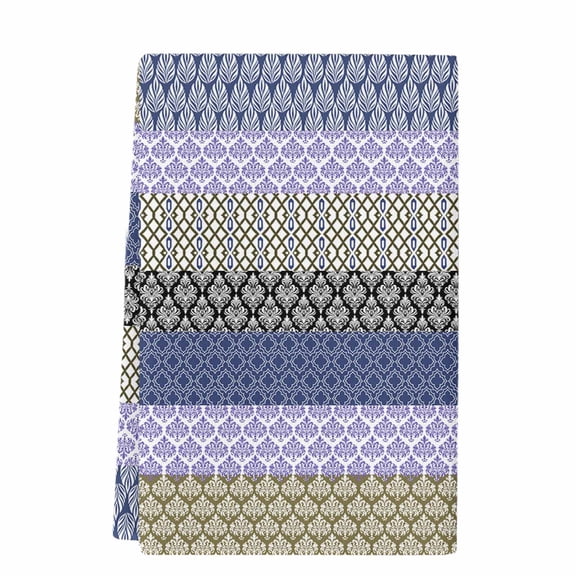 Dish Towels, Vintage Boho Geometric Stripes Absorbent Kitchen Towels 1 PC, Purple Navy Microfiber Hand Towels Dish Cloths Tea Towels for Home  Bathroom,18X28-Inch,