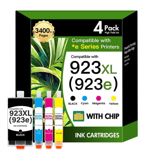 Cartuchos de tinta VICTONER 923XL, paquete de 4, negro, cian y magenta
