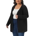 thumbnail image 2 of DARING DIVA Women's Plus Open Front Long Sleeve Lightweight Cardigans 3X Black, 2 of 6