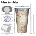 thumbnail image 4 of 16oz Tumblers Pioneer Flower Stainless Steel Vacuum Insulated Double Wall Travel Tumbler Cups Mug with Lid and Straw,Cleaning Brush for Coffee,Tea, 4 of 4