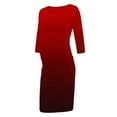 thumbnail image 2 of Jinhomg Fashion Pregnancy Dress for Women 3/4 Sleeve Gradient Color Bodycon Dress Slim Fit Comfy Crew Neck Midi Maternity Dresses Red M, 2 of 5