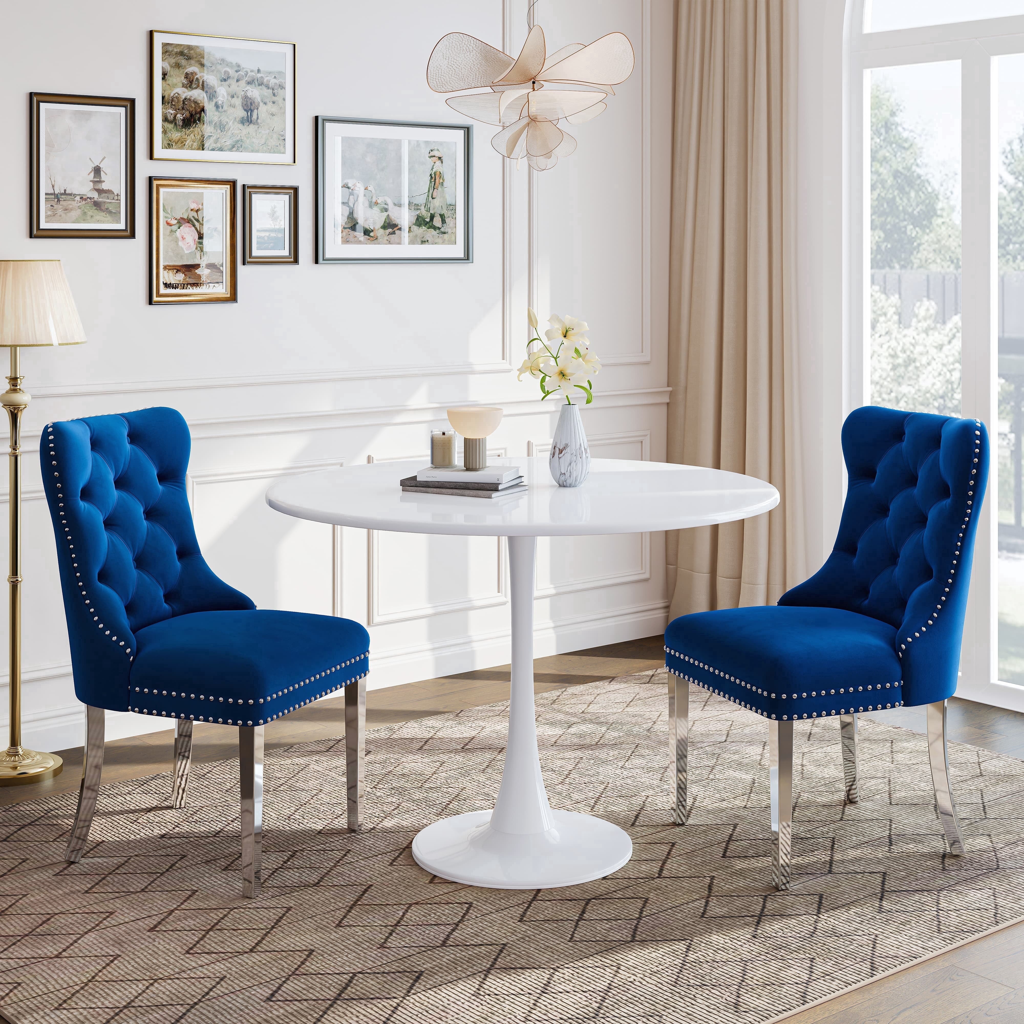INO Design 5 Piece Mid Century Clear Glass Dining Table Furniture