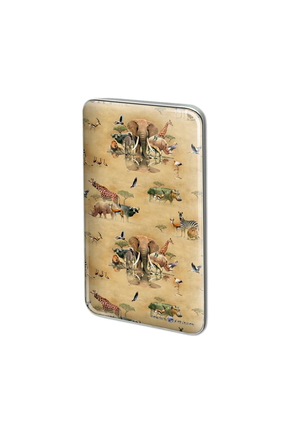 African Waterhole Animals Elephant Zebra Rhino Pattern Metal Rectangle Lapel Hat Pin Tie Tack Pinback