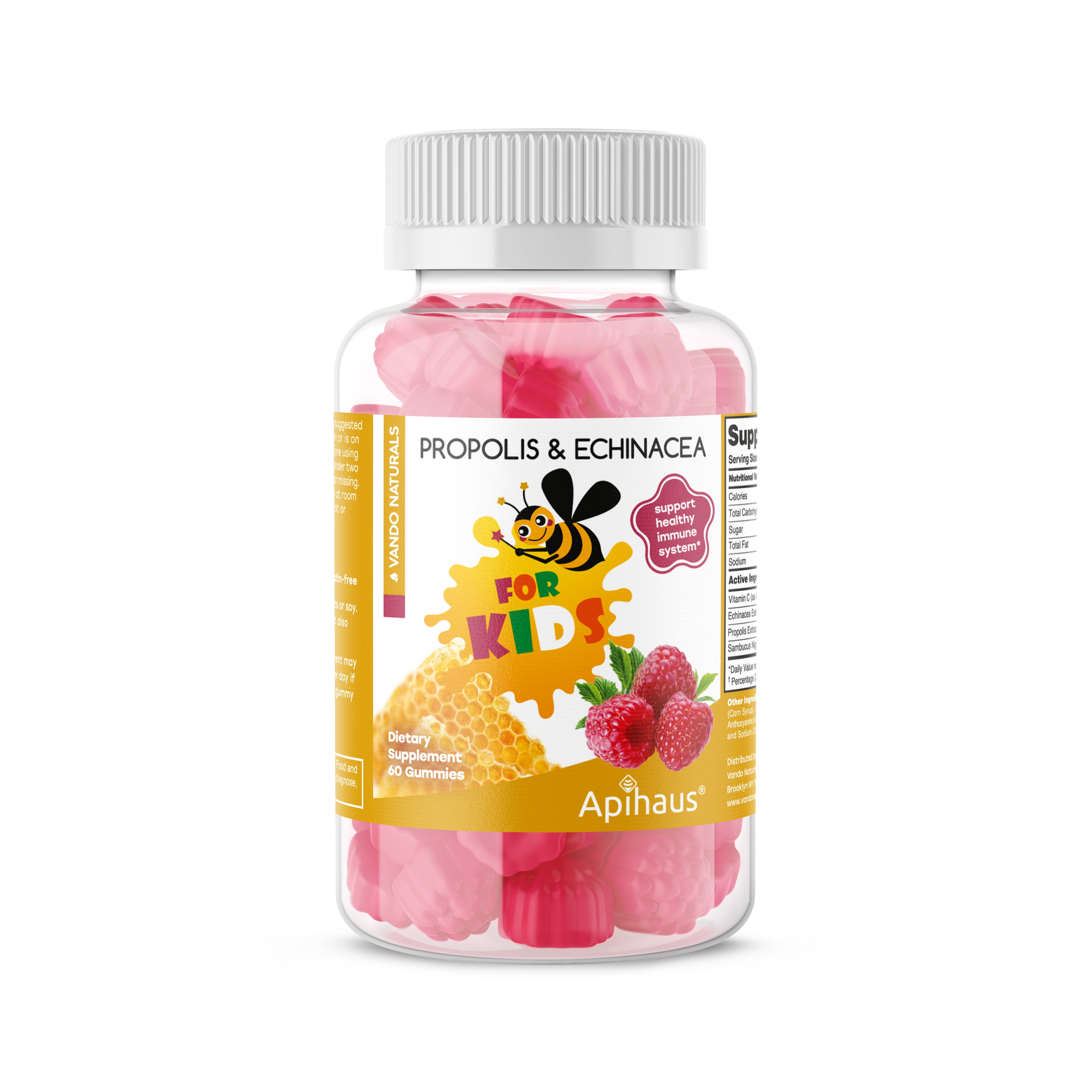 APIHAUS KIDS PROPOLIS , ECHINACEA & ELDERBERRY RASPBERRY 60 GUMMIES