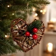 thumbnail image 7 of 2026 Christmas Home Party Decoration Rattan Heart Christmas Ornament Woven Heart Hanging Decoration With Red Berries Xmas Tree Hanging Pendant For Wall Decor, 7 of 7