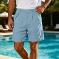 thumbnail image 6 of GERsome Men's Shorts with Pockets Pleated Front Rolled Hem Summer Shorts for Casual Work Vacation Beach Sky Blue Size XL, 6 of 8