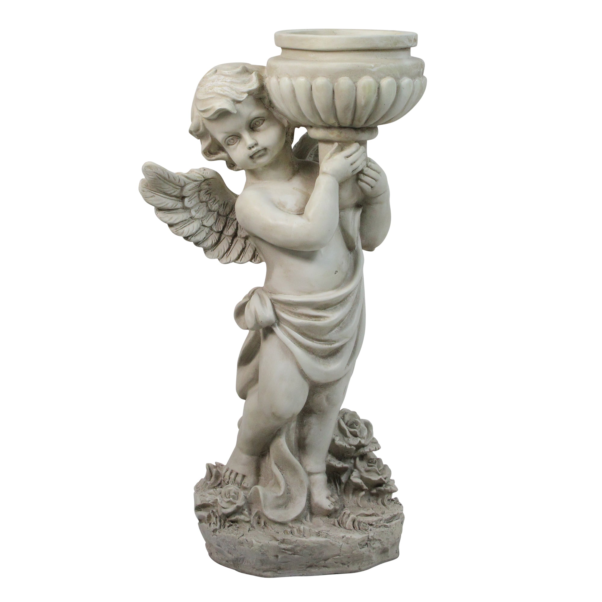 17.5" Cherub Angel Bird Bath Outdoor Garden Statue