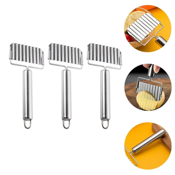 Luxshiny Curly Fries Potato Cutter 3Pcs 7.1X3.1X0.8In Ergonomic Handle Stainless Steel