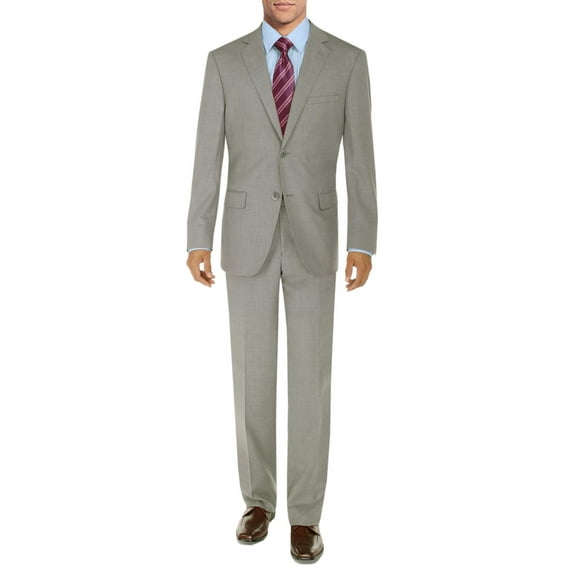 DTI BB Signature Men's Suit 2 Button Modern Fit Side Vent Jacket Flat Front Pant Sand