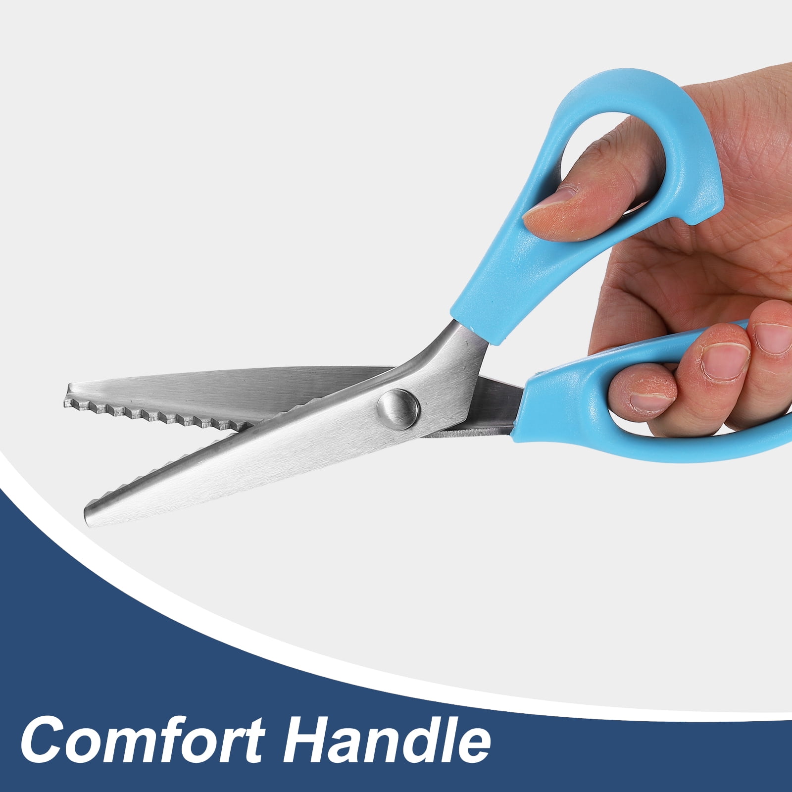 Uxcell 2pcs Sewing Scissors Serrated Tailor Scissors Stainless Steel Shears for Fabric Cutting Embroidery Sewing Handcraft DIY Tool Blue