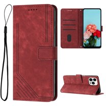 Feishell for iPhone 16 Pro Max Flip Wallet Phone Case,Durable PU Leather Flip Kickstand Shockproof TPU Inner Shell Magnetic Clasp Folio Card Pocket Phone Case with Wrist Strap,Red