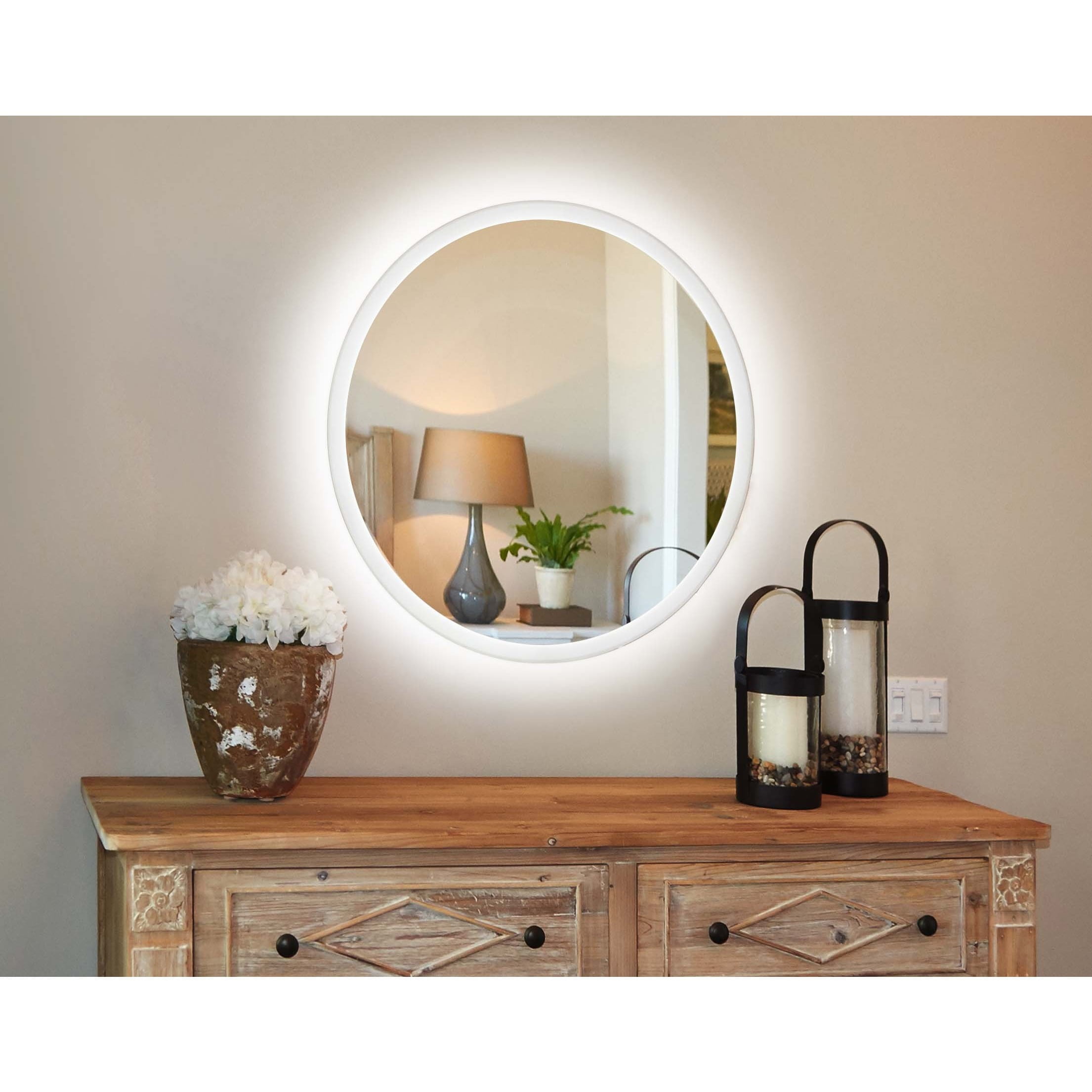 innociUSA Apollo Round/Oval LED Wall Mount Lighted Vanity Mirror