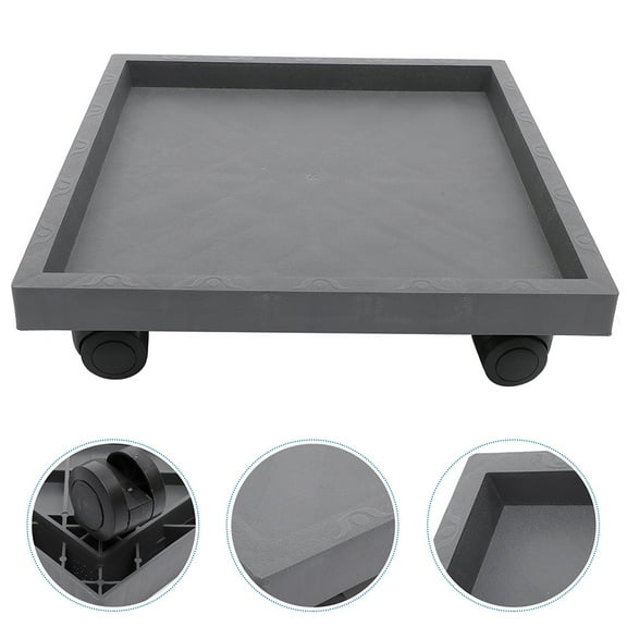 FRCOLOR  Flower Pot Tray Wheeled Planter Stand Plants Caster Wheels Grey