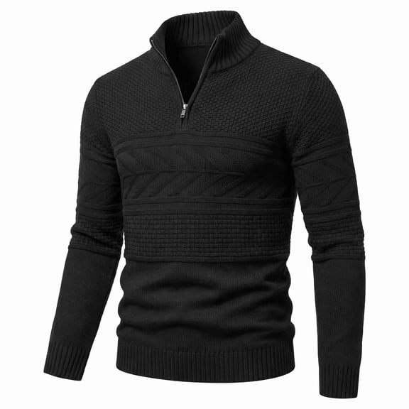 COOFANDY Men's Sweater Quarter Zip Pullover Casual Knit Cotton Long Sleeve Mock Neck Sweaters for Casual Outings Daily Work Business