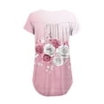 thumbnail image 6 of DeHolifer Womens Tops Summer Casual Floral Printed Crewneck Button Up Pleated Lightweight Loose T-Shirts Pink M, 6 of 6