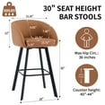 thumbnail image 3 of FIRAVOE Swivel Bar Stools Set of 4, 30" Bar Height Bar Stools with Back, Faux Leather Bar Chair Kitchen Barstools Counter Stools, Camel Brown, 3 of 9