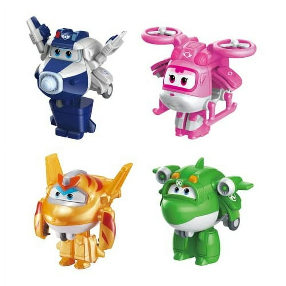 Super Wings 2 Transform-a-Bot 4-Pack, Supercharged Paul, Dizzy, golden Boy, Mira, Airplane Toys Mini Action Figures, Preschool Toys for 3 4 5 Year Old Kids, Transformer Toys Birthday gifts f