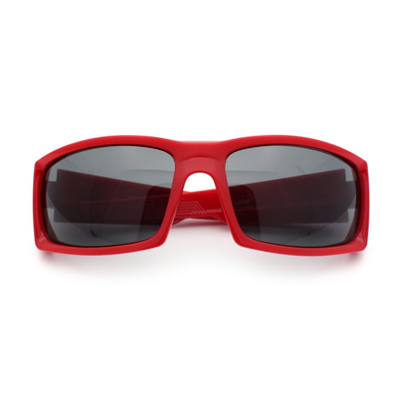 Mens Lucky Charm Horse Shoe Emblem 90s Sport Wrap Plastic Sunglasses Red