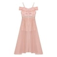thumbnail image 6 of iEFiEL Girls Off-the-Shoulder Lace Chiffon Maxi Romper Dress Flower Girls Princess Pageant Ball Gown Light Pink 8, 6 of 6