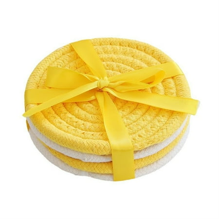 

Liveday Coasters Set Insulation Mat Water-Absorbing Round Plate Mat Set of 4 with Ribbon