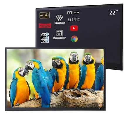 Soulaca 22 inch Black Color Smart LED TV for Bathroom SPA Shower Atsc Bluetooth WiFi 1080P Waterproof Television ATSC