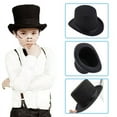 thumbnail image 4 of Black Unisex Fedoras Wide Mad Hats Top Hatter Festival Cap Q4N8, 4 of 9