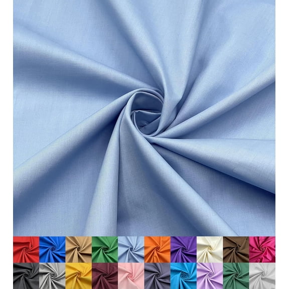 EOVEA - Cotton Polyester by the Yard, 60" Wide Poly Cotton Blend Broadcloth Fabric Lightweight Breathable Soft for Sewing, Lining, Curtains, Bedding, Skirts & DIY Projects (Baby Blue, 1 Yard)