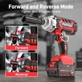 thumbnail image 6 of 20V Cordless Impact Wrench 1/2", 400N.m High Torque, 2300 RPM, 3.0Ah Battery & Fast Charger, 4 Sockets, LED Light, 5 Modes – Electric Impact Gun for Truck Tires(Red), 6 of 7