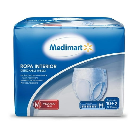 Ropa interior para incontinencia Medimart mediano unisex 12 pzas