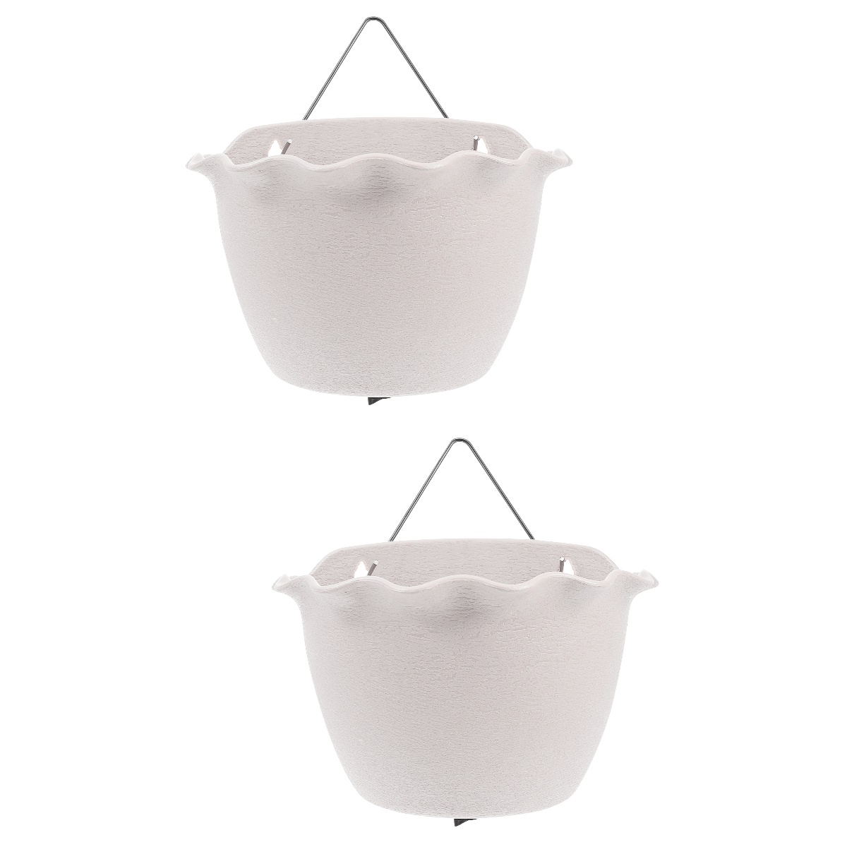 YSNOOWE Sturdy White Plastic Balcony Flower Pot, Adorable Decor for Gardens and Yards 2Pcs